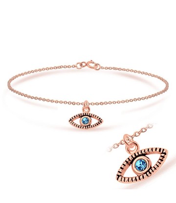 Eye with Rhinestone Silver Bracelet BRS-44-RO-GP